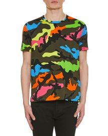 Valentino Men  x27 s Camo-Print Crewneck T-Shirt at Neiman Marcus